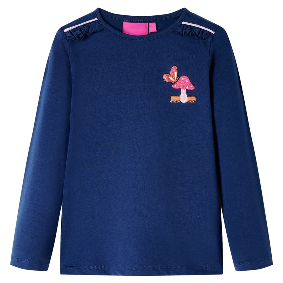 Kindershirt met lange mouwen 128 marineblauw Marineblauw 128
