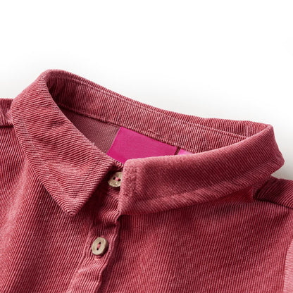 Kinderjurk met lange mouwen ribfluweel 104 oudroze 104