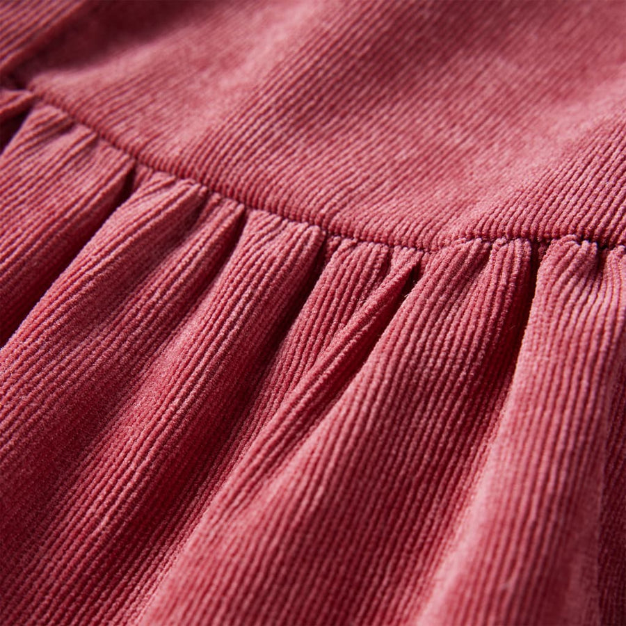 Kinderjurk met lange mouwen ribfluweel 104 oudroze 104