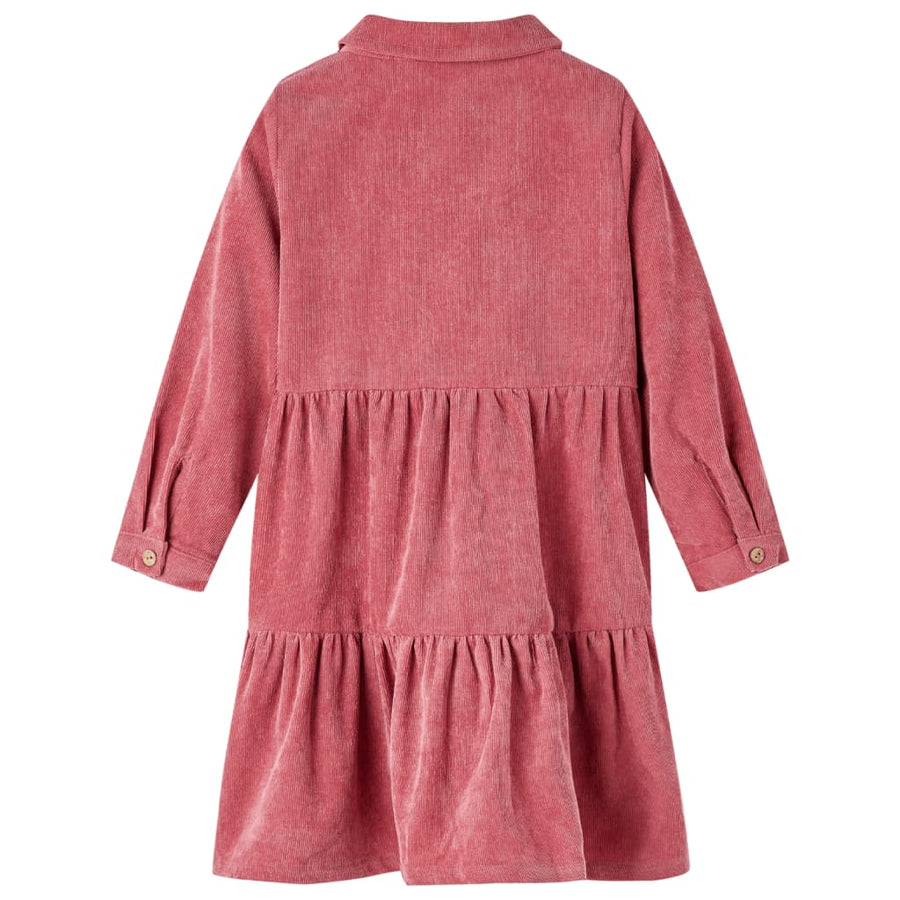 Kinderjurk met lange mouwen ribfluweel 116 oudroze 116
