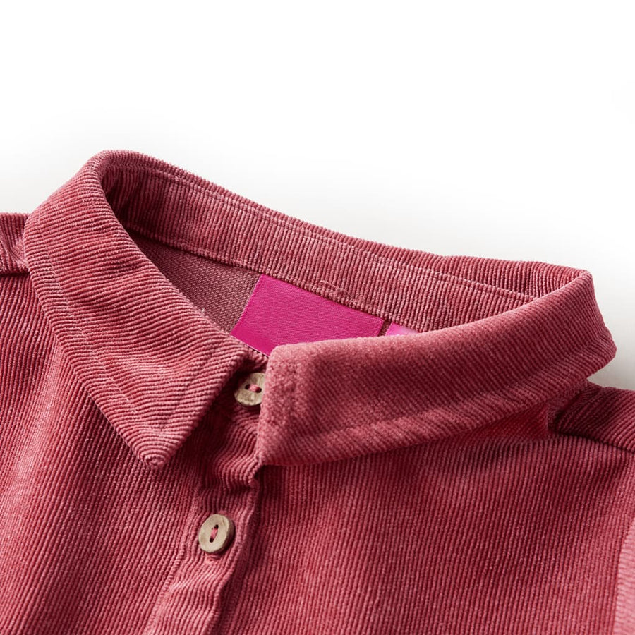 Kinderjurk met lange mouwen ribfluweel 116 oudroze 116