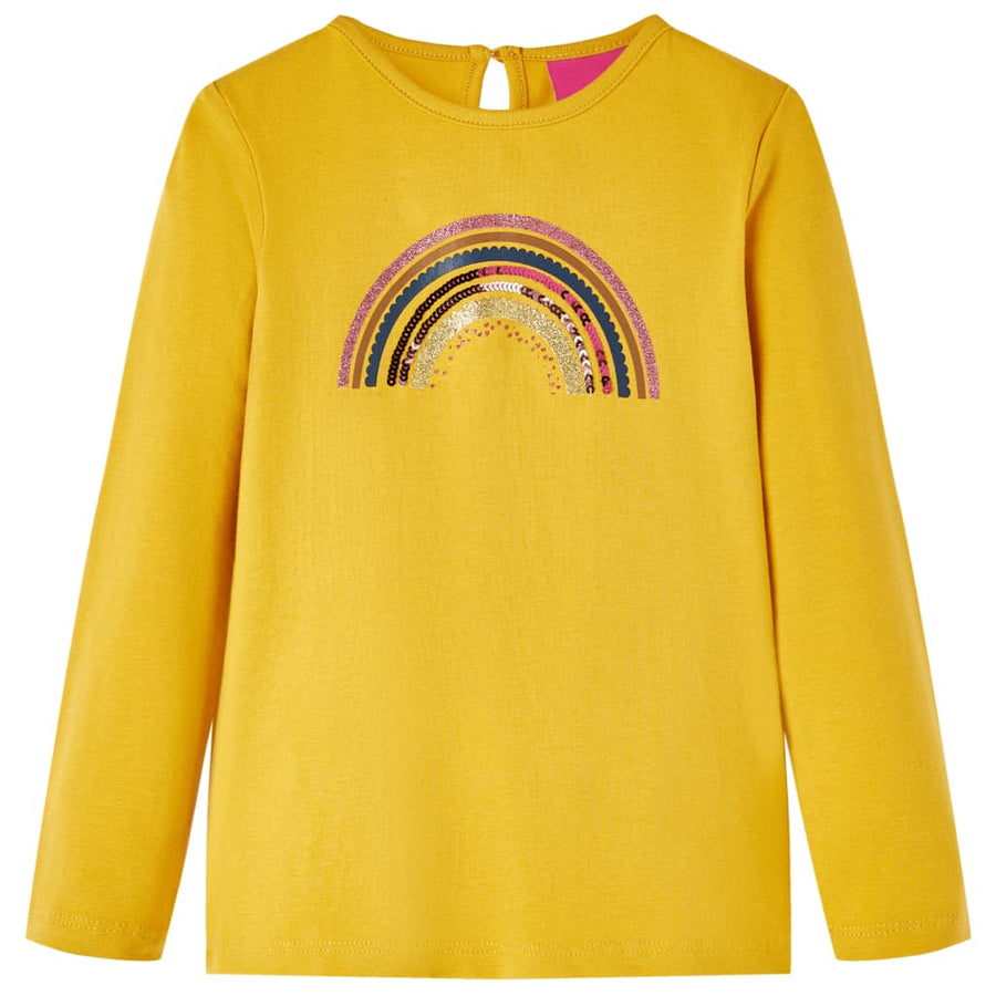 Kindershirt met lange mouwen 92 okerkleurig Oker