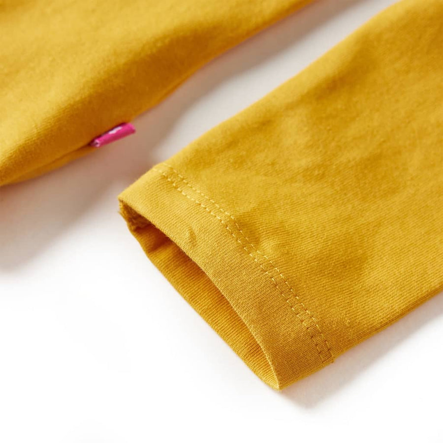 Kindershirt met lange mouwen 92 okerkleurig Oker