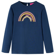 Kindershirt lange mouwen 128 marineblauw
