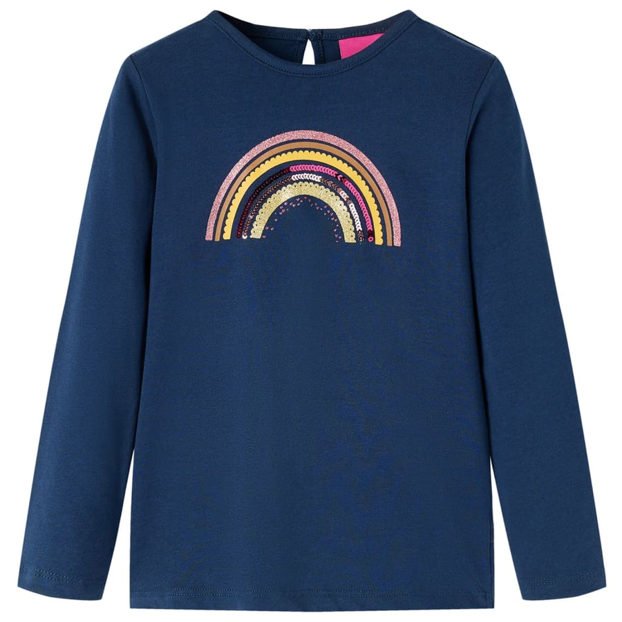 Kindershirt met lange mouwen 128 marineblauw Marineblauw