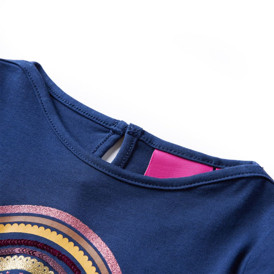 Kindershirt met lange mouwen 128 marineblauw Marineblauw