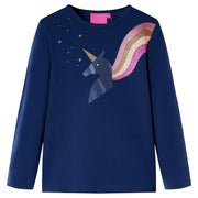 Kindershirt lange mouwen 104 marineblauw