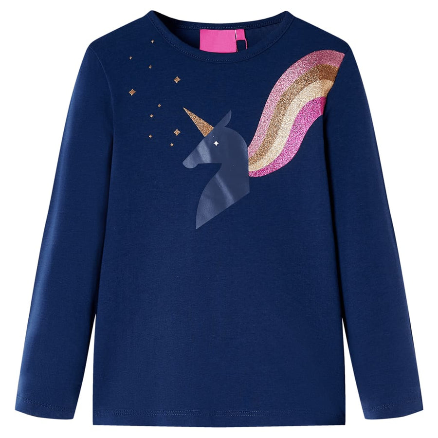 Kindershirt met lange mouwen 128 marineblauw Marineblauw