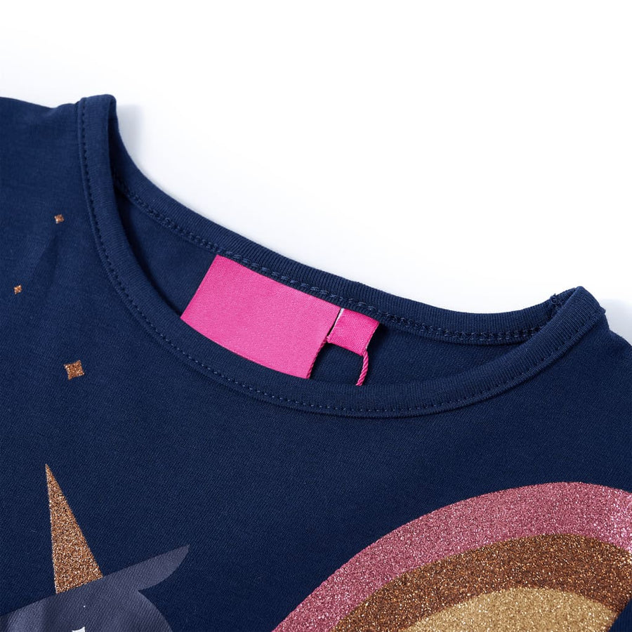 Kindershirt met lange mouwen 128 marineblauw Marineblauw