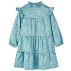 Kinderjurk 128 blauw lange mouwen