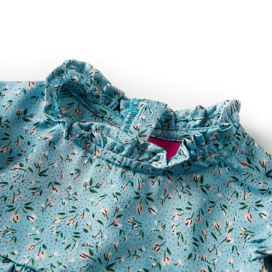 Kinderjurk met lange mouwen 128 blauw 128