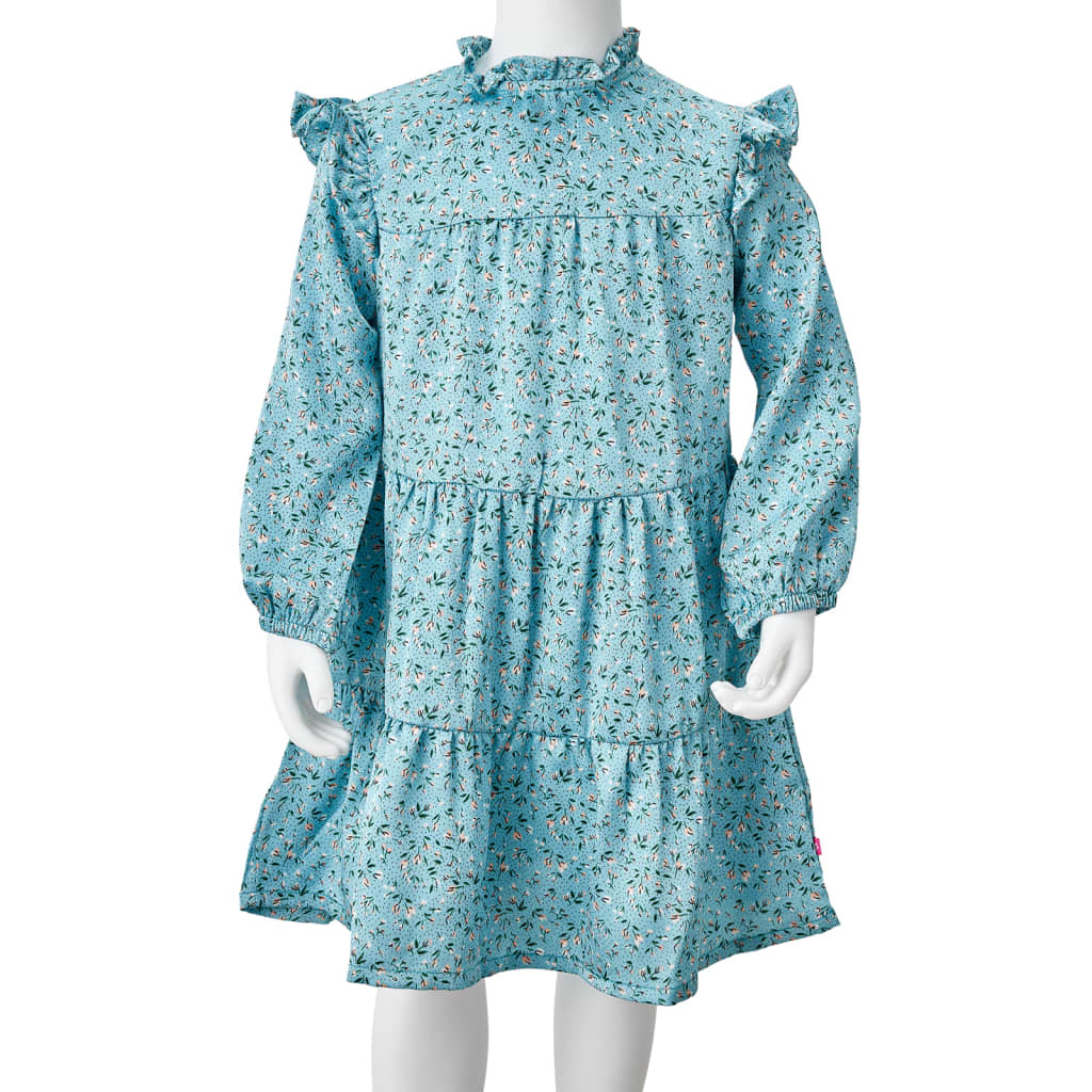Kinderjurk met lange mouwen 128 blauw 128