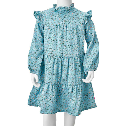 Kinderjurk met lange mouwen 128 blauw 128