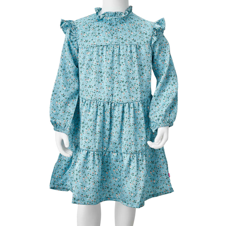 Kinderjurk met lange mouwen 128 blauw 128