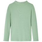 Kids long-sleeve shirt with low turtleneck, size 128, dark mint