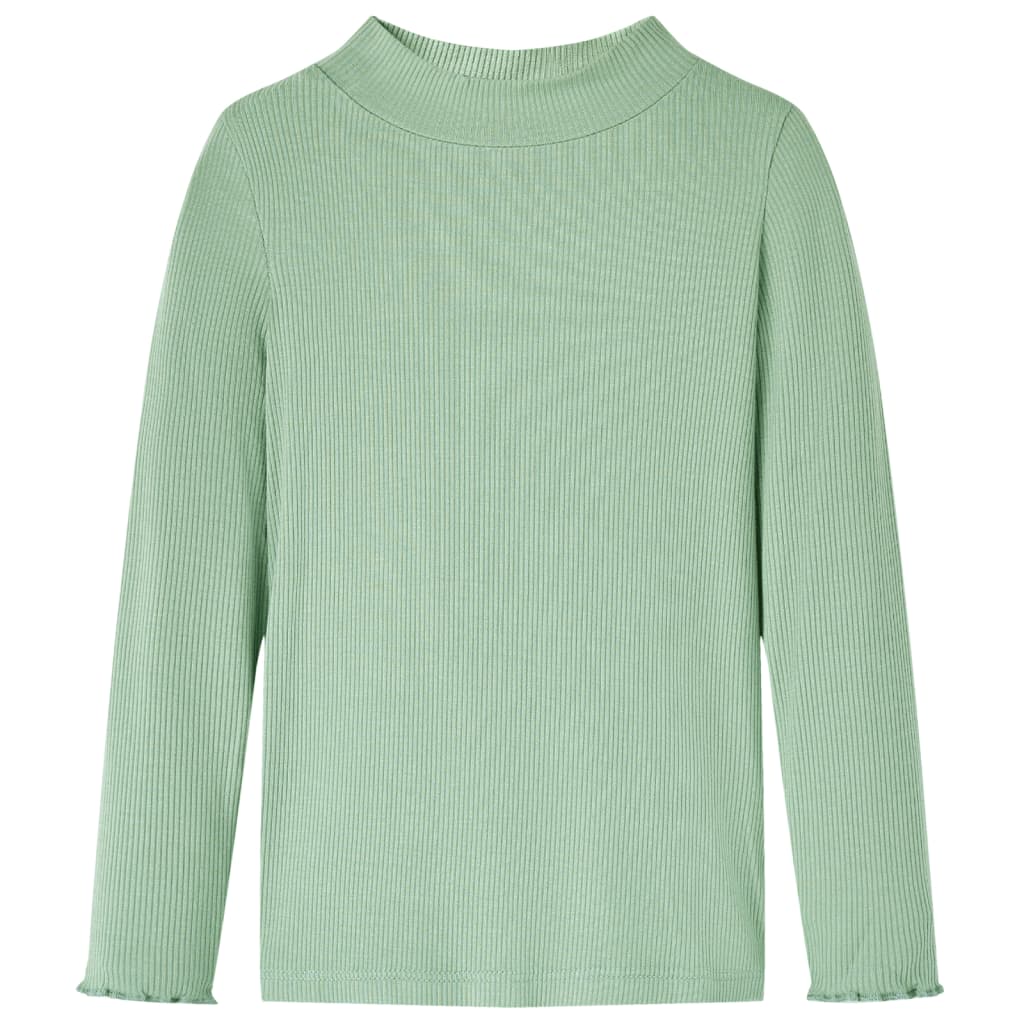 Kindershirt met lange mouwen lage col 128 donkermintkleurig Mintgroen 128
