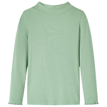Kindershirt met lange mouwen lage col 128 donkermintkleurig Mintgroen 128