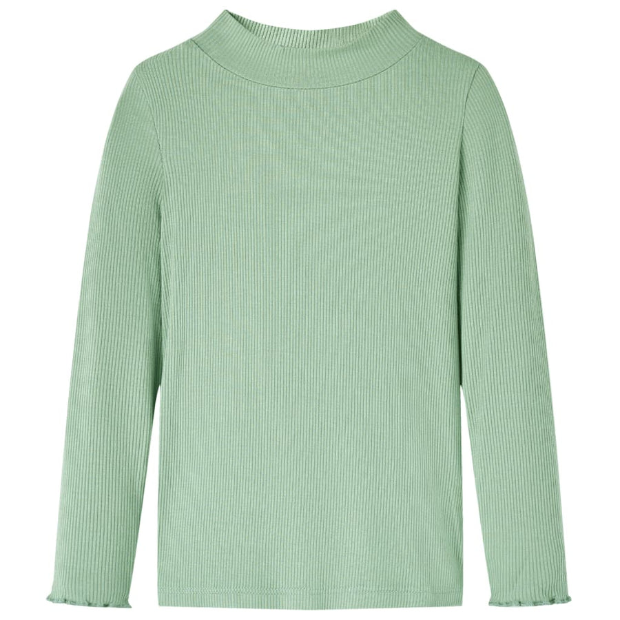 Kindershirt met lange mouwen lage col 128 donkermintkleurig Mintgroen 128