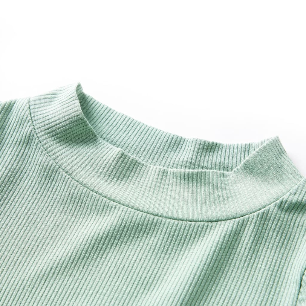 Kindershirt met lange mouwen lage col 128 donkermintkleurig Mintgroen 128