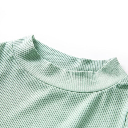 Kindershirt met lange mouwen lage col 128 donkermintkleurig Mintgroen 128