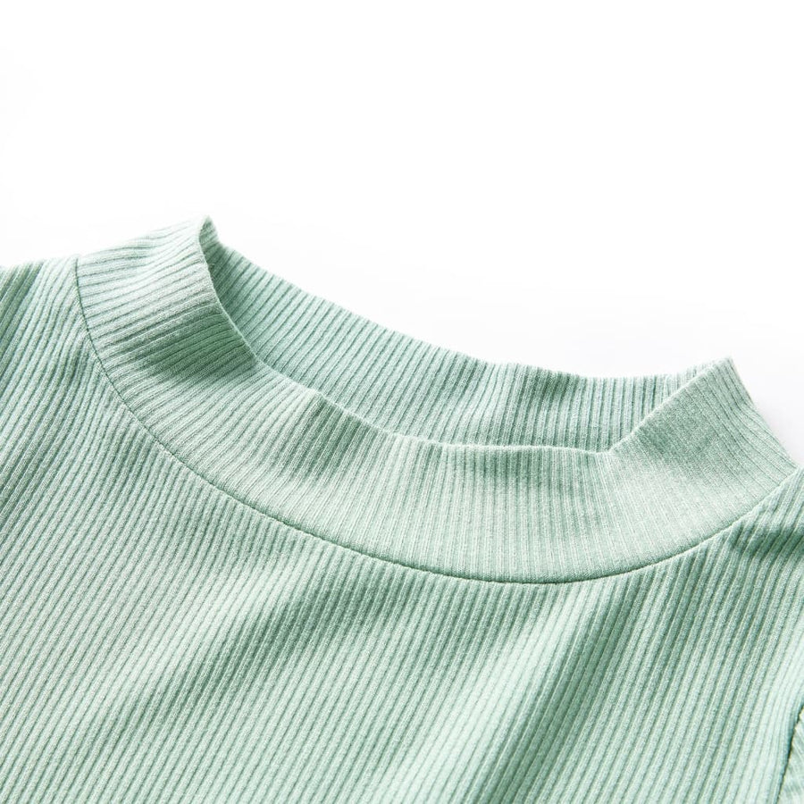 Kindershirt met lange mouwen lage col 128 donkermintkleurig Mintgroen 128