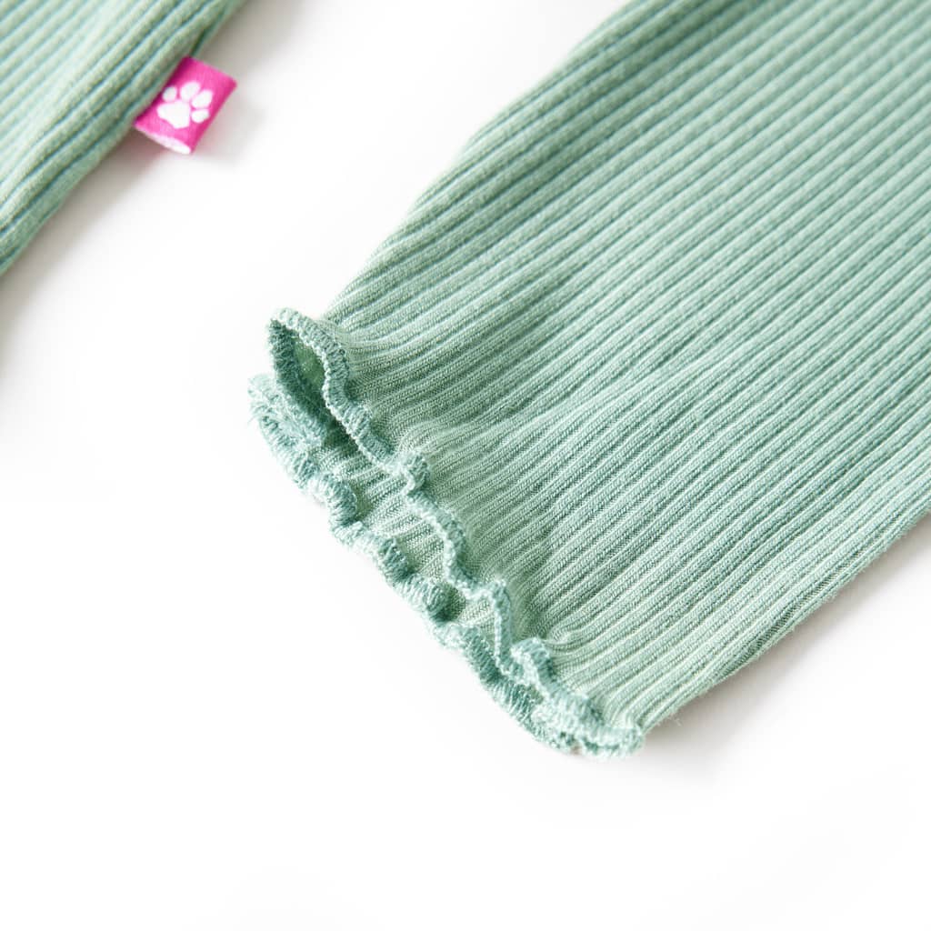 Kindershirt met lange mouwen lage col 128 donkermintkleurig Mintgroen 128