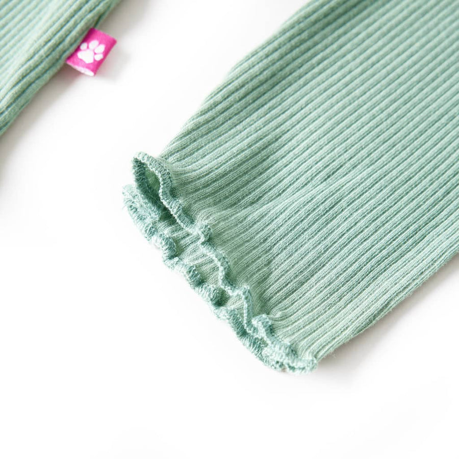 Kindershirt met lange mouwen lage col 128 donkermintkleurig Mintgroen 128