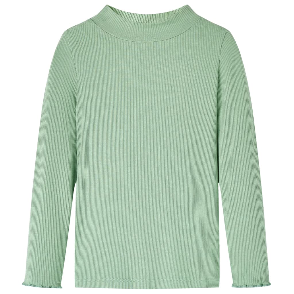 Kindershirt met lange mouwen lage col 140 donkermintkleurig Mintgroen 140