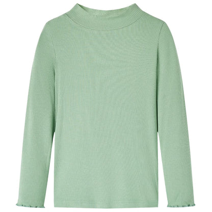 Kindershirt met lange mouwen lage col 140 donkermintkleurig Mintgroen 140