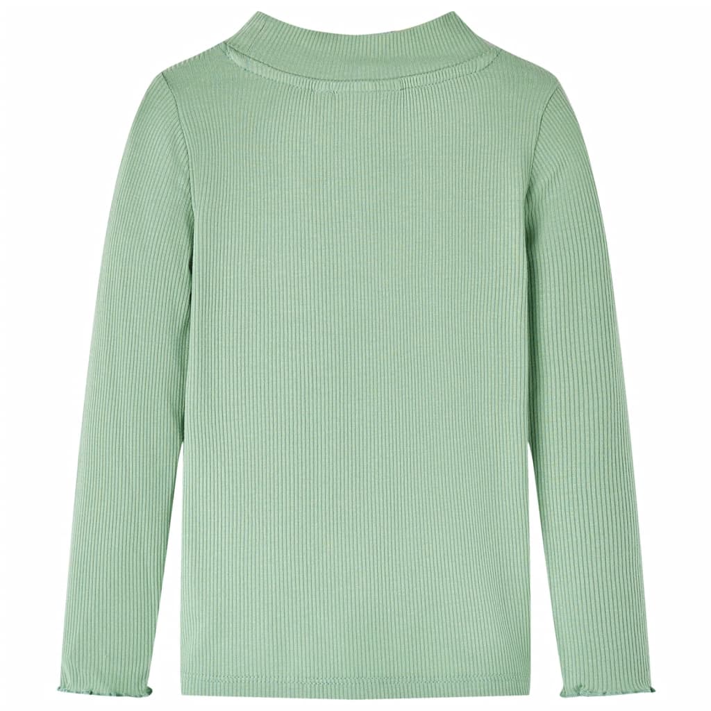 Kindershirt met lange mouwen lage col 140 donkermintkleurig Mintgroen 140