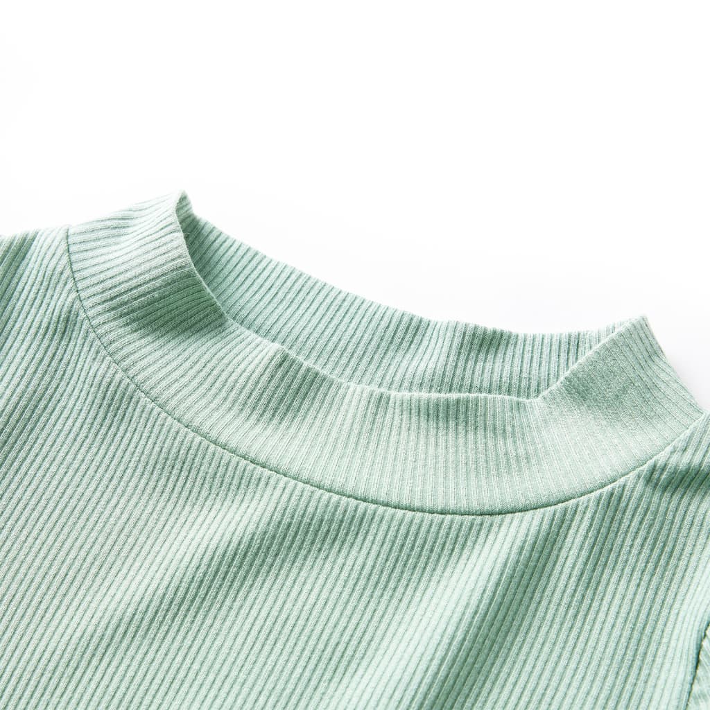 Kindershirt met lange mouwen lage col 140 donkermintkleurig Mintgroen 140