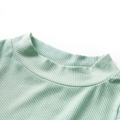 Kindershirt met lange mouwen lage col 140 donkermintkleurig Mintgroen 140