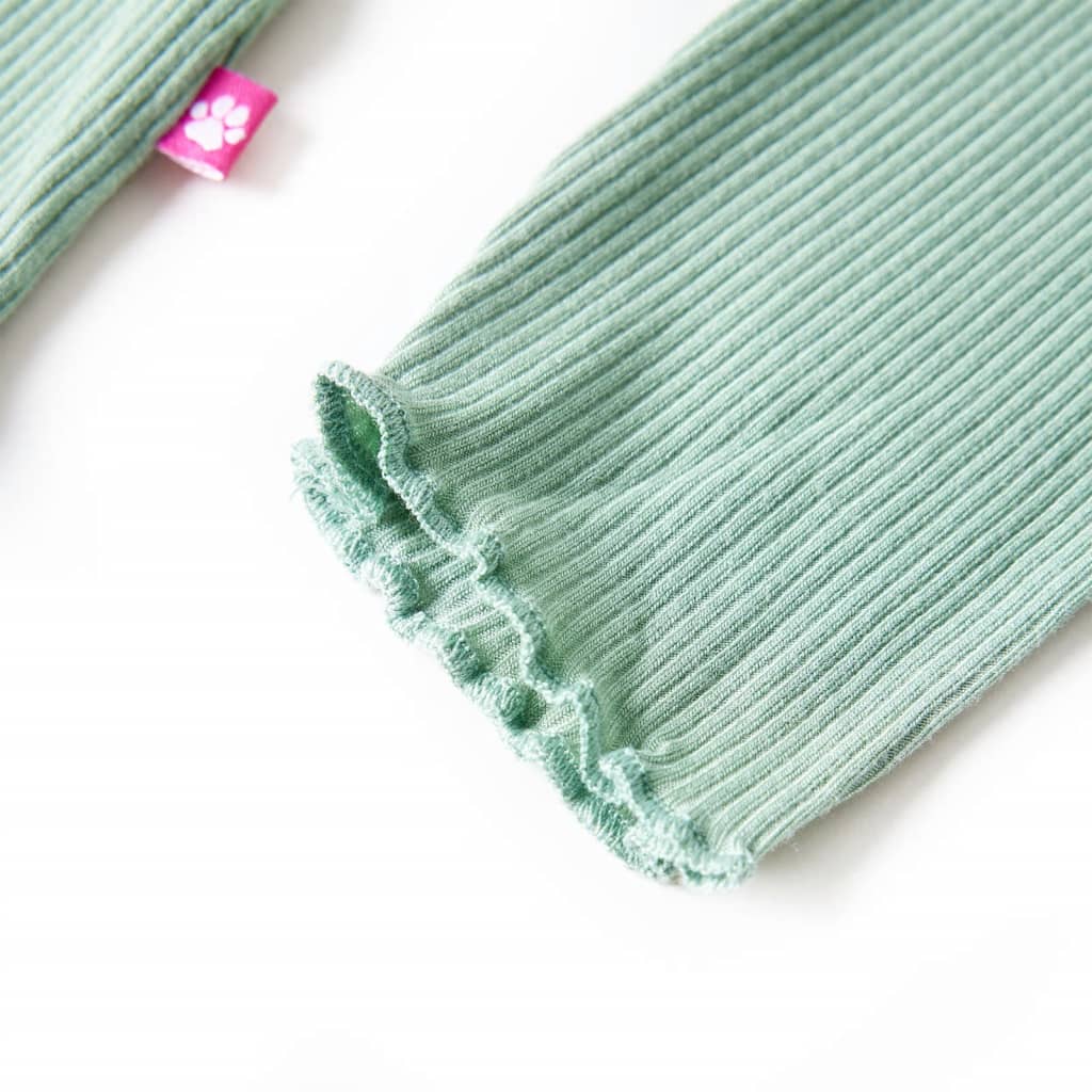 Kindershirt met lange mouwen lage col 140 donkermintkleurig Mintgroen 140