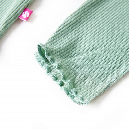 Kindershirt met lange mouwen lage col 140 donkermintkleurig Mintgroen 140