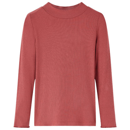 Kindershirt met lange mouwen en lage col 104 roodbruin Rood
