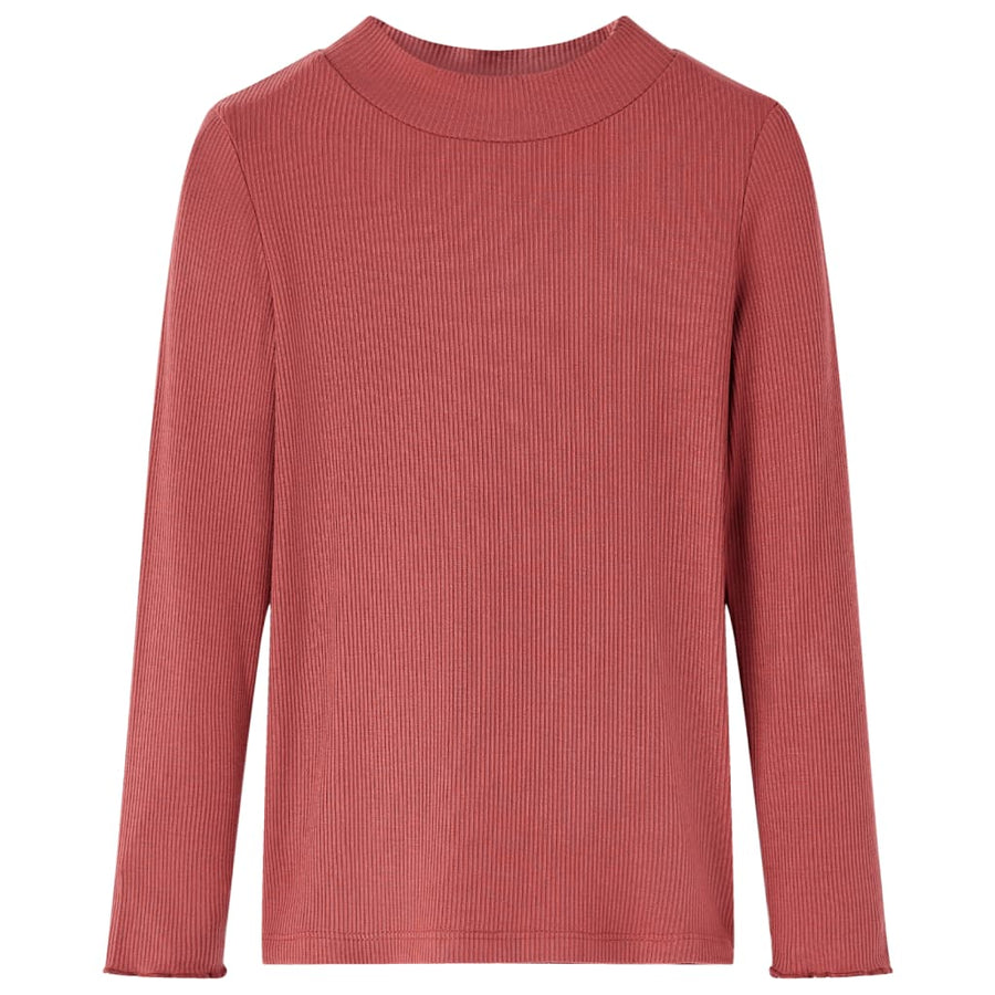 Kindershirt met lange mouwen en lage col 104 roodbruin Rood