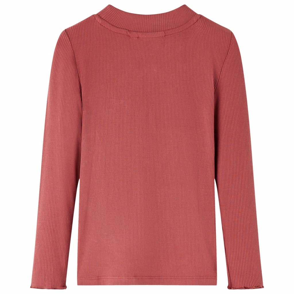 Kindershirt met lange mouwen en lage col 104 roodbruin Rood