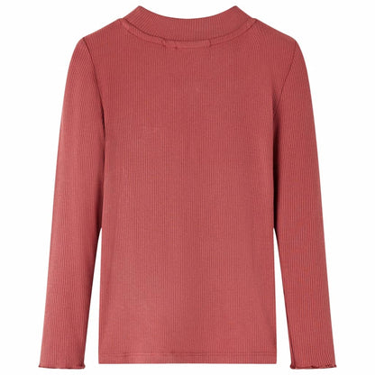 Kindershirt met lange mouwen en lage col 104 roodbruin Rood