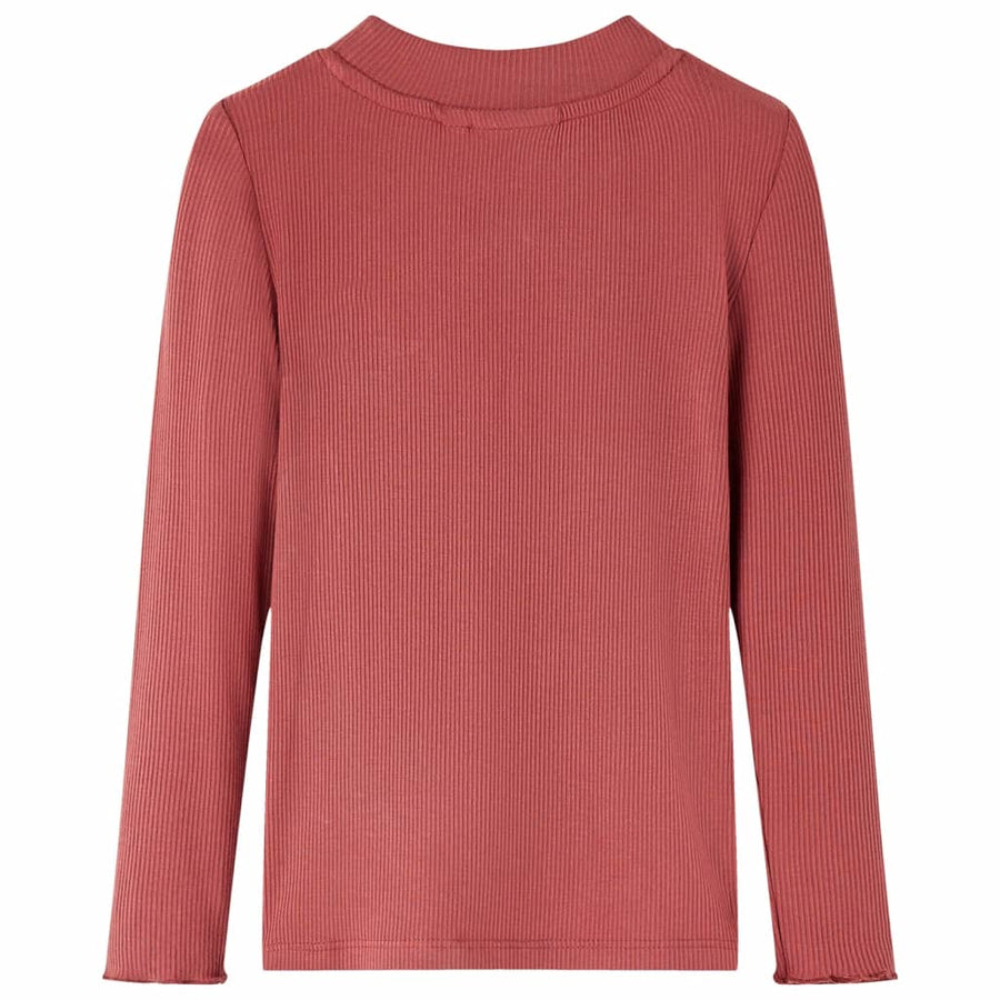 Kindershirt met lange mouwen en lage col 104 roodbruin Rood