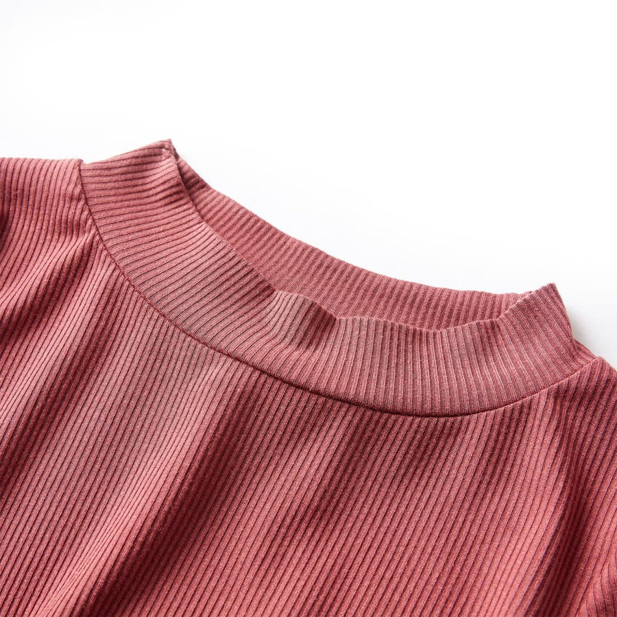 Kindershirt met lange mouwen en lage col 104 roodbruin Rood