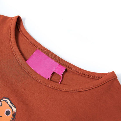 Kindershirt met lange mouwen 116 cognackleurig