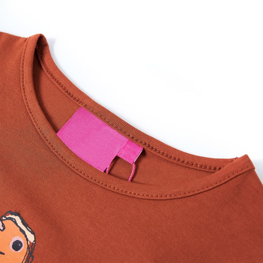 Kindershirt met lange mouwen 116 cognackleurig