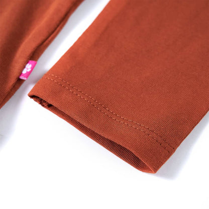Kindershirt met lange mouwen 128 cognackleurig