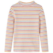 Kindershirt lange mouwen 116 gestreept ecru