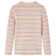 Kindershirt lange mouwen 128 gestreept ecru