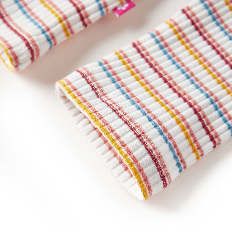 Kindershirt met lange mouwen 128 gestreept ecru Ecru