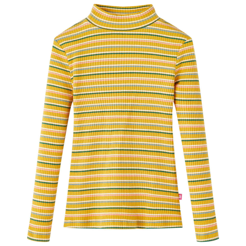 Kindershirt met lange mouwen 104 gestreept okerkleurig Oker