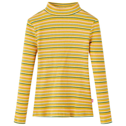Kindershirt met lange mouwen 104 gestreept okerkleurig Oker