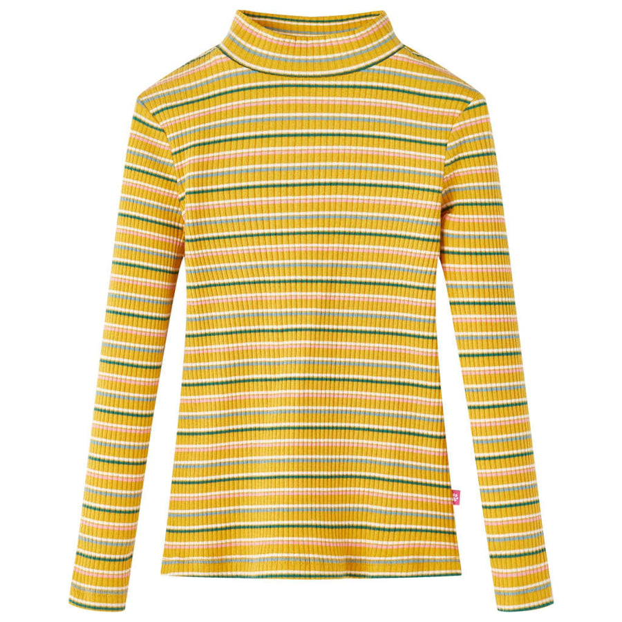 Kindershirt met lange mouwen 104 gestreept okerkleurig Oker