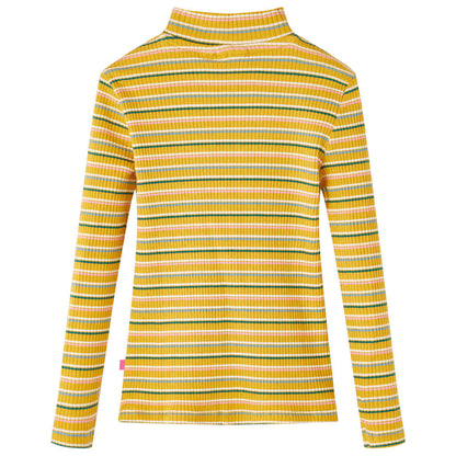 Kindershirt met lange mouwen 104 gestreept okerkleurig Oker